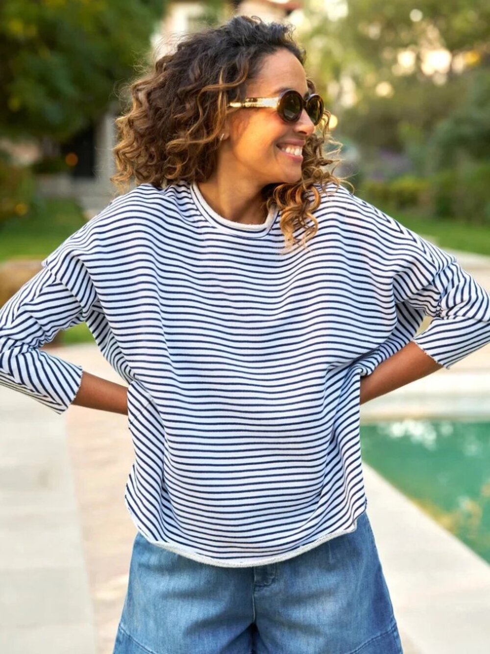 Frank & Eileen ANNA Navy French Stripe, Triple Fleece / S - Picture 2 of 6